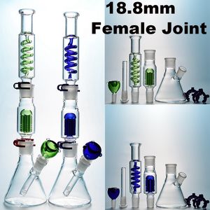 Unique Hookahs Beaker Glass Bongs 6 Arms Tree Perc Freezable Oil Dab Rig 18mm joint Condenser Coil Buil A Bong Dab Rigs Glass Water Pipe With Diffused Downstem