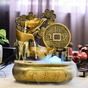 Decorative Objects Figurines Flowing Water Generating Wealth Fountain Feng Shui Wheel Decoration Cornucopia Circulating Water Decoration Crafts 230914