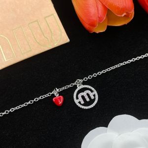 Wholesale Women's Bracelets Peach Heart Red Enamel Rhinestone Pink Letter M IU Fashion Necklace