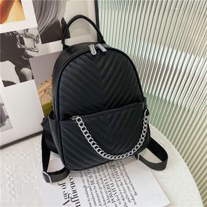 Fabrik Großhandel Frauen Umhängetasche 4 Farben einfache Joker einfarbig Leder Student Rucksack Street Fashion Kette dekorative Handtasche 8006#