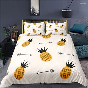 Bedding Sets Home Textile Luxury 3D Pineapple Print 3Pcs Comfortable Duvet Cover PillowCase Bright Fruit Pattern Breathable Soft