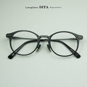 Projektant mody DITA 8A Okulary przeciwsłoneczne sklep internetowy LC DITA Black Round Frame czyste tytanowe okulary dla mężczyzn Shawn Yue Ten sam japoński DRX2078 MAPIC HAK LOGO