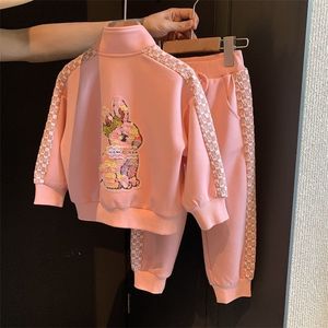 Conjuntos de roupas meninas outono roupas conjunto esporte manga longa jaqueta e calças moda falll criança menina outfits 2 12 y 230914