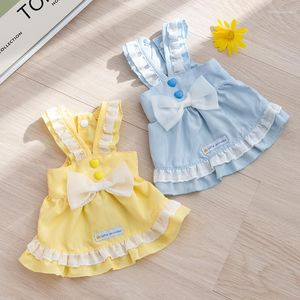 Cão vestuário grande arco laço cinta saia roupas para animais de estimação vestido para cães roupas gato pequeno vendido bonito fino verão yollow moda menina yorkshire