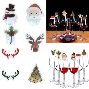 10 pçs cartão de copo de natal papai noel boneco de neve natal árvore veados copo de vinho feliz natal decorações casa natal festa de ano novo 915