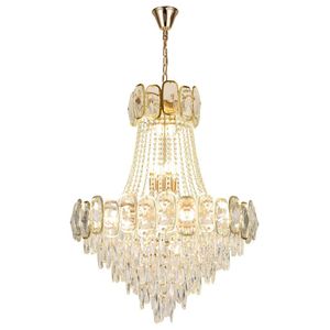 Modern Dining Room Crystal Pendant Light Luxry Stair Case Living Room Champagne Chain Hanging Chandelier Lighting