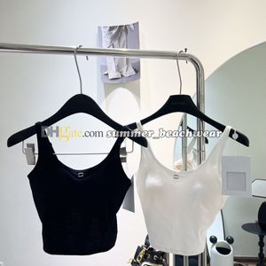 Backless Knitted Tank Top Women Sexy Sling Vest Rhinestone Letter Camis Yoga T Shirt with Padded