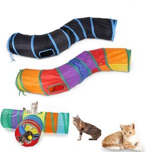 Cão brinquedos mastiga gato túnel dobrável brinquedo treinamento interativo dobrável crinkle gatinho jogar jogos tubo com bola pat acessórios 230915