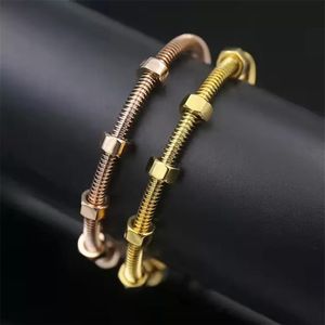 High End Designer 6 Screws Love bracelets bangles for women men stainless steel couple thread Bracelet Never Fade327P