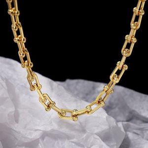 Kedjor Aitiei Designkedja U Typ Choker -halsband för kvinnor med 3 tum svans högkvalitativ Copper Hip Hop Fashion Jewelry267i
