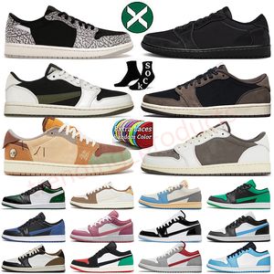 Jumpman 1 Låg basketskor Retros Mens Women Outdoor Sneakers 1 Låg Jorden1s Traviss Scott Reverse Mocha Cactus Jack Sail Black Phantom Platform Trainers