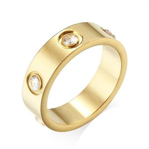 Rostfritt stål smycken designer ring för kvinnor män guld ring diamant kärlek lyxiga smycken älskare engagemang bröllop brud och gr333y