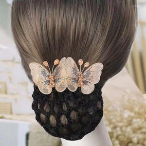 Hair Clips Fashion Elegant Accessories Embroidery Butterfly String Bag Hairpin For Women Back Head Spring Clip Headwear Jewelry Tiara