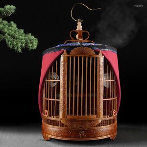 Other Bird Supplies Engraving Thrush Cage With High-end Handmade Carving Bamboo Myna House