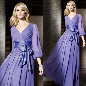 2020 Chiffon Mother of the Bride Dresses Long Sleeves Plus Size Evening Gowns Custom Made A-Line V-Neck Formal Mother Groom Dress288z