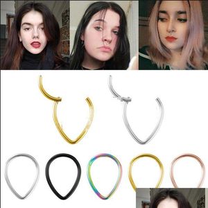 Nose Rings Studs Hinged Segment Ring Septum Piercing Hoop Eyebrow Cartiliage Earring Stainless Steel Tragus Helix Clicker Body Jewelry Dhv30