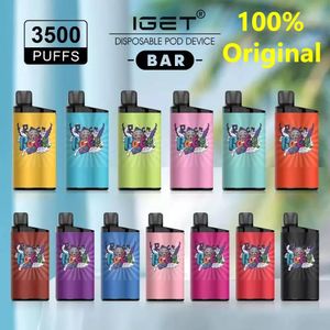 Otantik Iget Bar Kutusu E Sigara Tek Kullanımlık Vape 3500 Puflar Cihaz 12ml Prefiled Pod 1500mAh Pil 31 Flavors