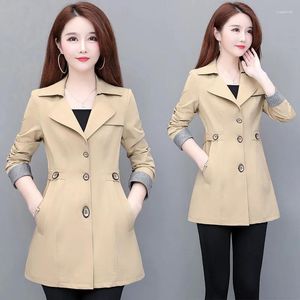 Women's Trench Coats Temperament Slim Windbreakers Female 2023 Spring Autumn Single Breasted Coat Fashion Splice Outwear Tops M-5XL