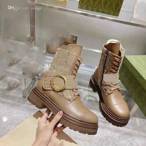 Designer Women Ankle Boots Letter GGity Leather Canvas Heel Boot Fashion Woman Winter Blondie Booties afssf9034711
