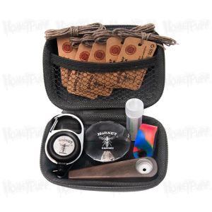 Smoking Kit Silicone Lighter Cover Wrapped + Metal Storage Container Stash Jar+ Glass Mouth Tip + Wood Tobacco Hand Pipe + 5pcs Wick smoking tools