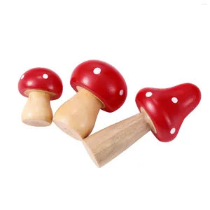 Garden Decorations Mini Fairy Figurines Small Mushroom Model Wooden Terrarium Bamboo Simulated Micro Landscape Decor Artificial