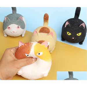 Новинка, игрушки, декомпрессия, сжатие, Angry Fat Cat, выпуск давления, игрушка Tpr для детей и Adt 6,5X10X8,5 см, Прямая доставка Dhi4Z