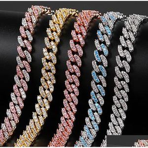 9 mm Mini Cuban Baby Link Łańcuch Gold Sier Pink Choker CZ Punk Miami Bling Hip Hop Biżuter