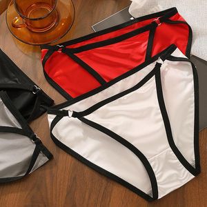 Women's Panties Sexy Ice Silk Satin Women Low Waist Seamless Breathable Briefs Female Fashion Soft Smooth High Split Lingerie Underpant