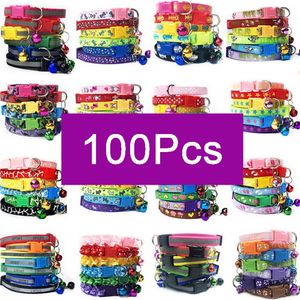 Whole 100Pcs Collars For Dog Collar With Bells Adjustable Necklace Pet Puppy kitten Collar Accessories Pet shop products Q1118218l