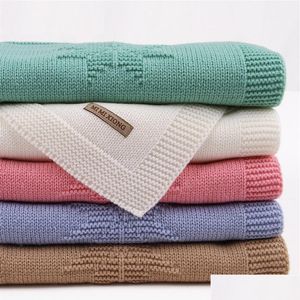 Sachen für Neugeborene Babydecke Gestrickte Baumwolle Sommer Infantil Wrap Ddle Kinderwagen Kleidung Cobertor Monatliche Kinder Quilt234V Drop Liefern Dhhha