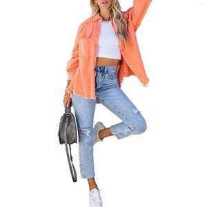 Women's Jackets Denim Jacket Button Down Shirt Female Long Sleeve Loose Streetwear Autumn Office Lady Korean Coat