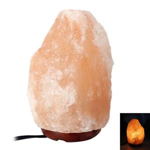 Lampada di qualità premium con cristalli di sale e roccia ionica dell'Himalaya con dimmer, cavo, interruttore, presa americana, 1-2 kg, naturale 241K