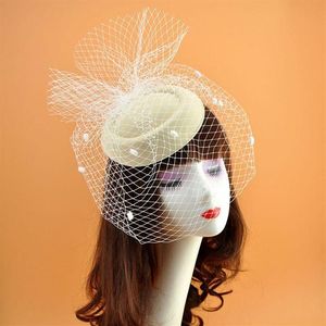 Andra evenemangsfestleveranser Kvinnor Felt fascinator hatt topper mesh fisknät slöja liten plysch vågpunkt hårklipp bröllop brud 245z