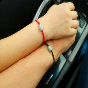 Natürliches Glück Perlenarmband JADE LULUTONG Perlenkette Schwarzes Seil Herrenschmuck Red301f