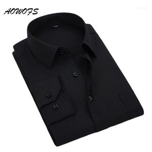 Koszulki męskie koszule AOWOFS Social Shirt Black Long Rleeve Office Shirts Big rozmiar męski odzież 8xl 5xl 7xl 6xl Custom Wed2329