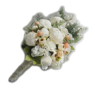 Bouquet da sposa a cascata di peonia rosa Bouquet da sposa Sposa ragazza Fiori Decorazione per feste a casa Fiore da tavolo finto Bianco rosa261j