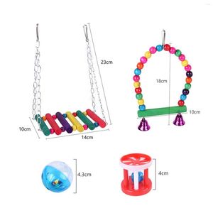 Andra fågelförsörjningar 8x Parrot Toys Kit Climbing Cage Hanging Bell Bead Swing Toy för Conures Hamster Chinchilla Budgie Cockatiels