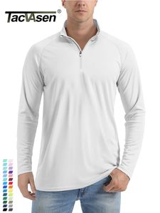 メンズTシャツTacvasen UPF 50 Sunuv Protection Tshirt Men's 14 Zip Pullover Autdoor FishingスイミングハイキングパフォーマンスUV TシャツTOPS 230915