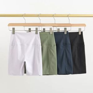 LU-178 Sport-Fünf-Punkt-Hose für Damen, hohe Taille, hüfthebende Radhose, enge, elastische Gürteltasche, nackte Fitness-Yoga-Shorts