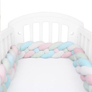 Cushion Decorative Pillow 2 2 Meter Baby Bed Bumper Infant Braid Cot Cradle Cushion Knot Crib Protector Room Decor271F