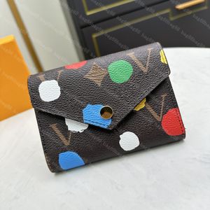 Nuovo Yayoi Kusama Multicolor Dot Portafoglio Designer Porta carte di credito Borsa di alta qualità SARAH KEY POUCH Portafogli in pelle Porta carte di credito M81865