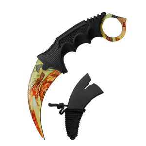 Tactical Karambit Knife Hawkbill with Sheath and Cord Curved Blade Hunting Knife Survival Cutter Outdoor Tactical Fixed Blades