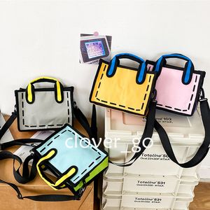 Designer torba kwadratowa element płótno torba kreskówka torba 2D 3D Crossbody Bag zabawne trendy torba mody animacja torebka Ins Style damska torba na ramię Wodoodporna torba