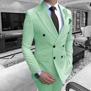 Turkuaz takım elbise erkekler resmi ince fit damat smokin düğün balo parti elbiseler erkek erkekler blazer pantolon 2 adet set takım elbise blazer2411