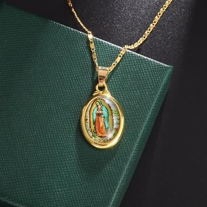 Charms Woman Religious Vintage Style Guadalupe Katolska kyrkan Virgin Mary Amulet Pendant Necklace Ornament 230915