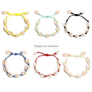 Perlen Neue Boho Natürliche Muschel Charme Armbänder Für Frauen Sommer Strand Muschel String Seil Ketten Böhmischen DIY Schmuck Geschenk Drop de Dhse9