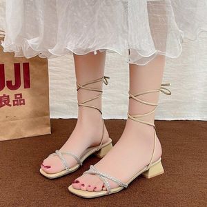 Sandals Fashion Rome Cross Strap Flat Women Summer 2023 Square Toe Gladiator Woman Non Slip Beach Shoes Plus Size 41 43