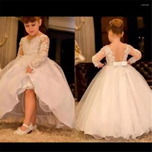 Vestidos de menina branco/marfim flor princesa para casamentos festa de aniversário renda primeira comunhão vestido ocasião especial concurso