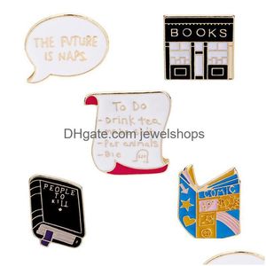 Pins Brooches Cute Enamel Books Women Men Bookstore Reel Creative Cartoon Badge For Children Fashion Jewelry Gift Drop Delivery Dhzd5