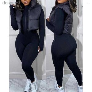 Women's Down Parkas Kvinnor Jackor Autumn Women Plain Zip Up Quilted Gilet Puffer Coat 2023 Femme Casual Sleeveless Jacket Lady Stand Collar Outfits Clothing L230915